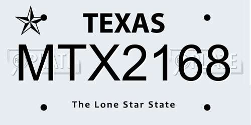 MTX2168 Texas License Plate