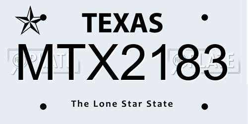 MTX2183 Texas License Plate