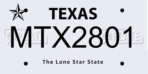 MTX2801 Texas License Plate