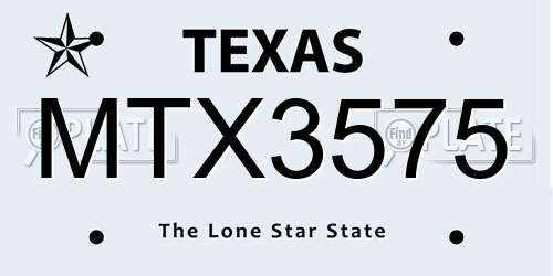 MTX3575 Texas License Plate