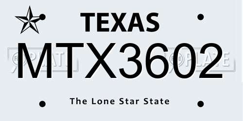 MTX3602 Texas License Plate