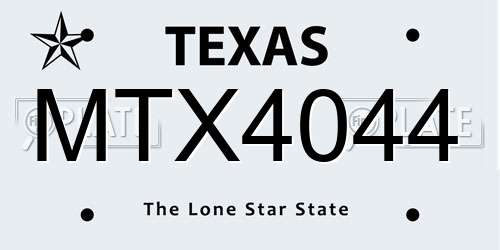 MTX4044 Texas License Plate