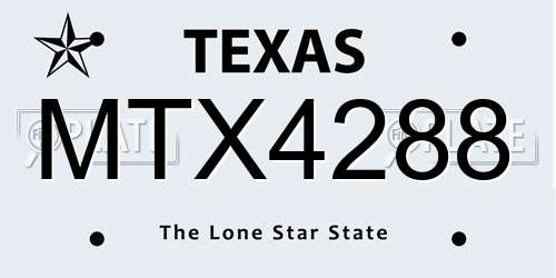 MTX4288 Texas License Plate