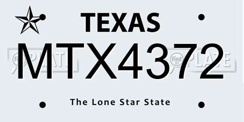 MTX4372 Texas License Plate
