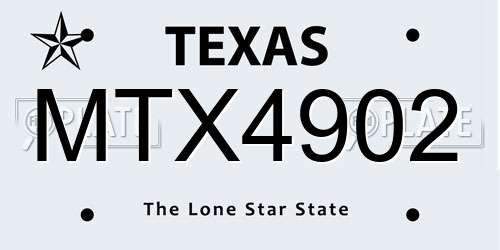 MTX4902 Texas License Plate