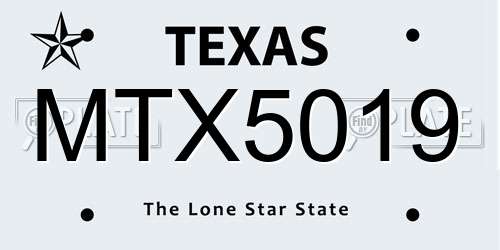 MTX5019 Texas License Plate