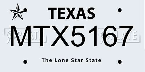 MTX5167 Texas License Plate
