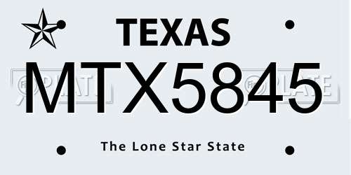 MTX5845 Texas License Plate