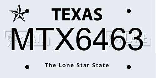 MTX6463 Texas License Plate