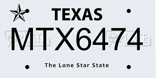 MTX6474 Texas License Plate
