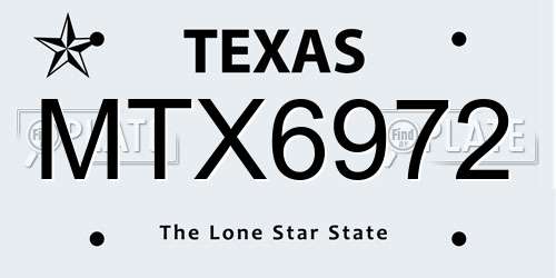 MTX6972 Texas License Plate