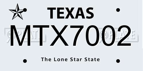 MTX7002 Texas License Plate