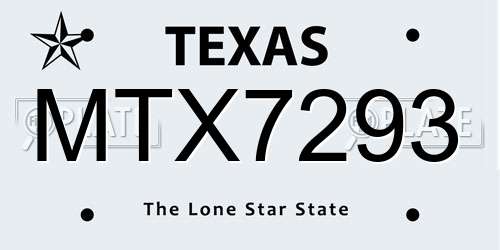 MTX7293 Texas License Plate