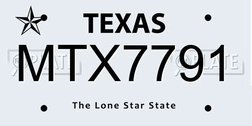 MTX7791 Texas License Plate