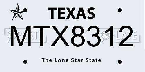 MTX8312 Texas License Plate