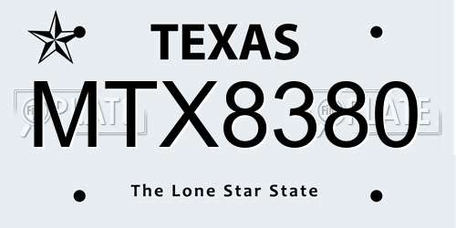 MTX8380 Texas License Plate