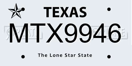 MTX9946 Texas License Plate