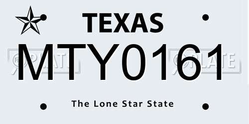 MTY0161 Texas License Plate