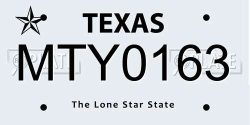 MTY0163 Texas License Plate