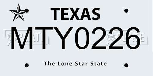 MTY0226 Texas License Plate