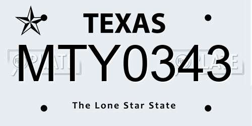 MTY0343 Texas License Plate