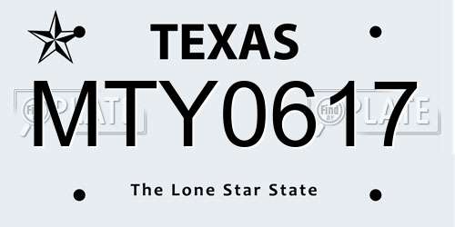 MTY0617 Texas License Plate