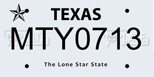MTY0713 Texas License Plate