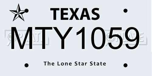 MTY1059 Texas License Plate