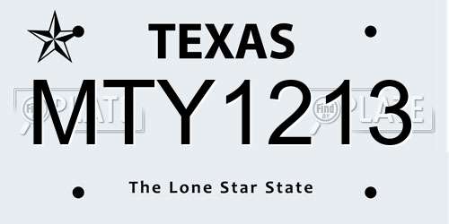 MTY1213 Texas License Plate