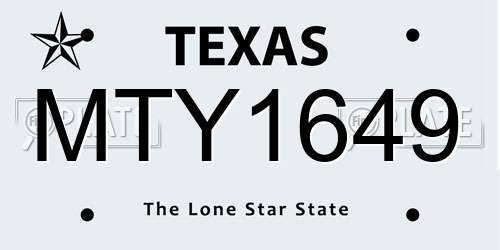 MTY1649 Texas License Plate