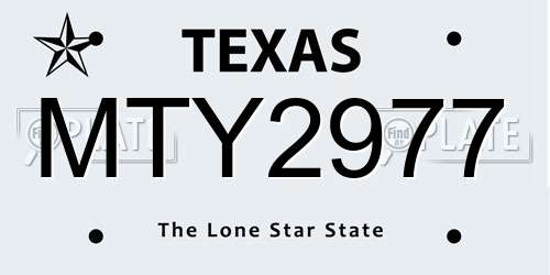 MTY2977 Texas License Plate
