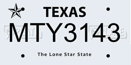MTY3143 Texas License Plate