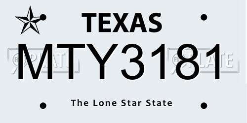 MTY3181 Texas License Plate