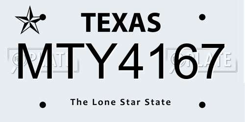 MTY4167 Texas License Plate