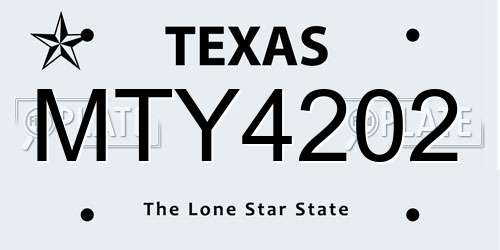 MTY4202 Texas License Plate