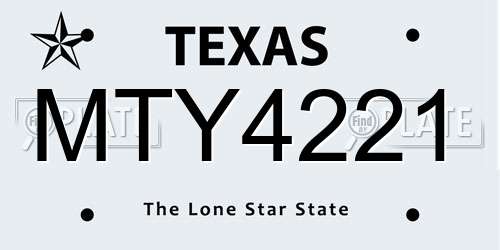 MTY4221 Texas License Plate