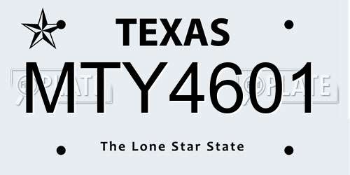 MTY4601 Texas License Plate