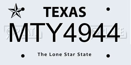 MTY4944 Texas License Plate