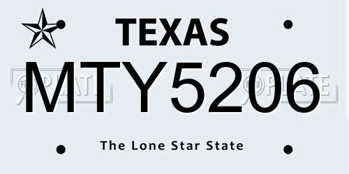 MTY5206 Texas License Plate