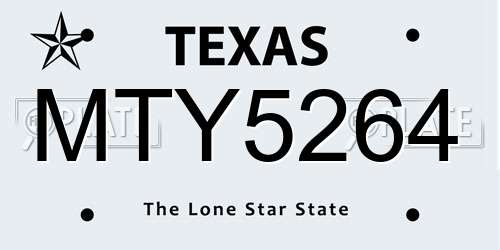 MTY5264 Texas License Plate