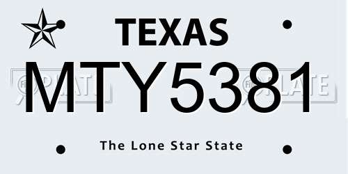 MTY5381 Texas License Plate
