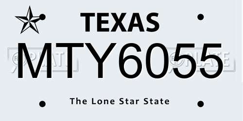 MTY6055 Texas License Plate