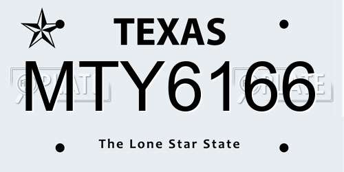 MTY6166 Texas License Plate
