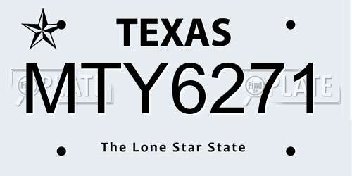MTY6271 Texas License Plate