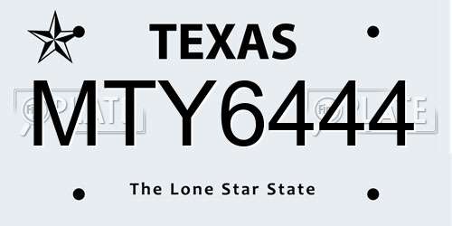 MTY6444 Texas License Plate