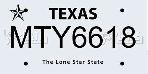 MTY6618 Texas License Plate