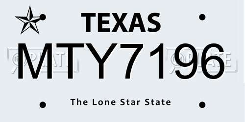 MTY7196 Texas License Plate