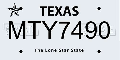 MTY7490 Texas License Plate