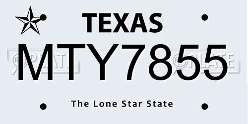 MTY7855 Texas License Plate