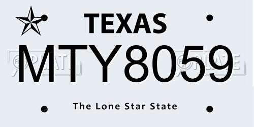 MTY8059 Texas License Plate